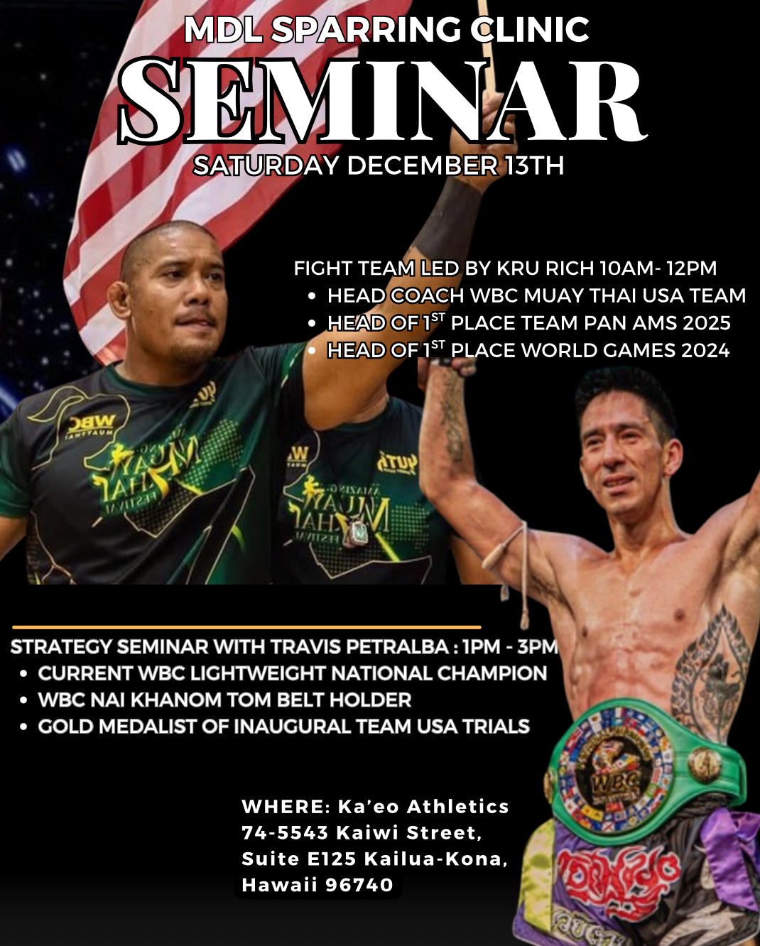 KRU RICH & TRAVIS SEMINAR: DECEMBER 13, KAEO ATHLETICS